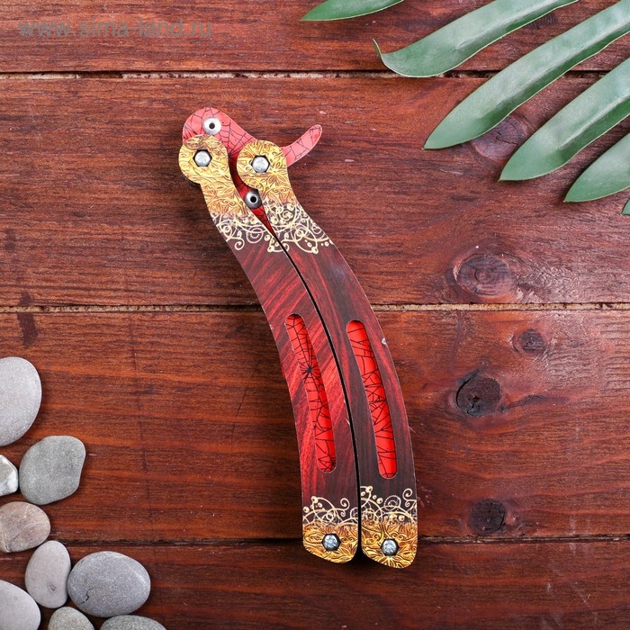 Сувенир деревянный &laquo;Нож бабочка&raquo; красный гранит