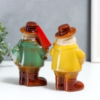 Сувенир керамика "Воробушки в плащах - дождливый день" набор 2 шт 16х6,5х10 см