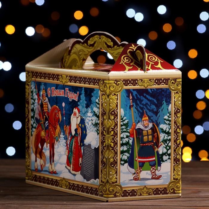 Новый год. Подарочная коробка "Богатыри", 25 x 12 x 24 см.