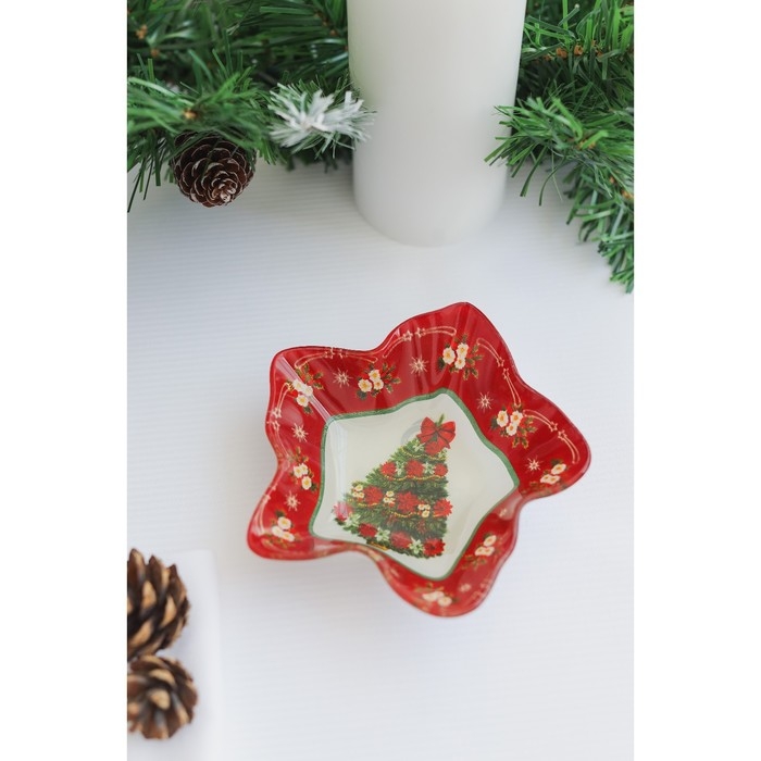 Салатник стеклянный Доляна &laquo;Новогодняя ель&raquo;, 160 мл, 13,3&times;3,6 см