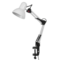 Лампа настольная Е27, h=55 см, шарнирная, на зажиме (220В) белая RISALUX
