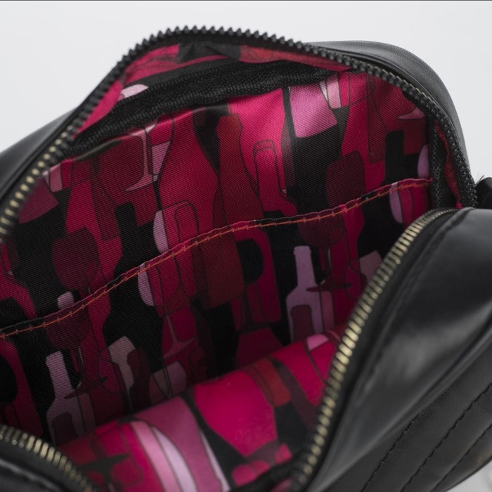 Сумка со строчкой и цветной подкладкой, цвет чёрный