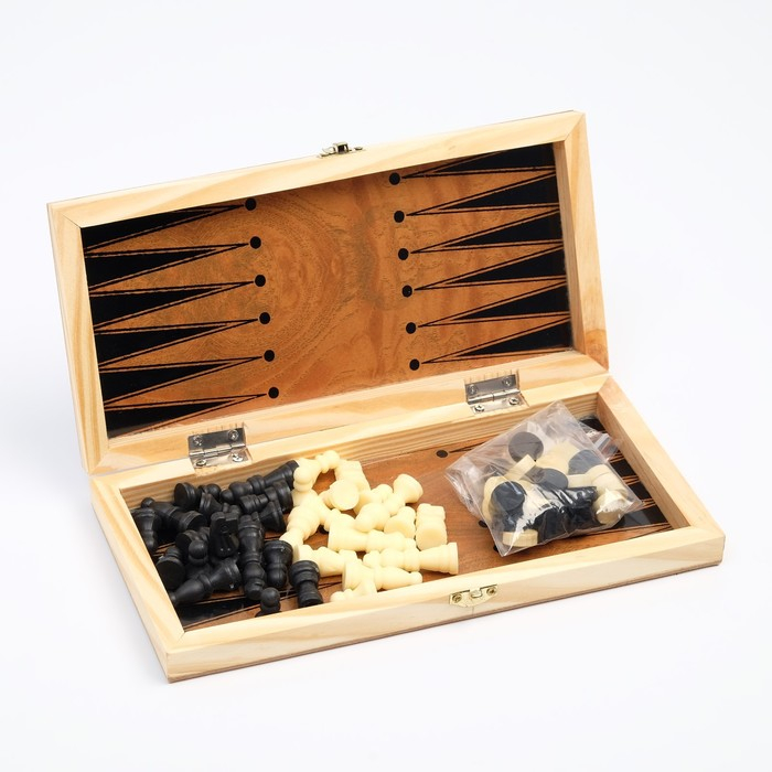 Настольная игра 3 в 1 Настольная игра 3 в 1 "Цейтнот": шахматы, шашки, нарды, 24 х 24 см