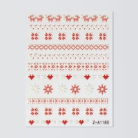 Новый год! Наклейки для ногтей «Зимние узоры», объёмные, цвет красный/белый Новый год! Наклейки для ногтей «Зимние узоры», объёмные, цвет красный/белый