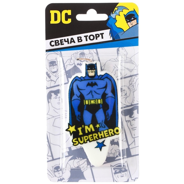 Свеча для торта Свеча для торта "С Днем Рождения!", 4,6 х8,4 см , Супергерои