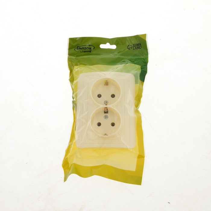 Розетка двухместная Luazon Lighting Розетка двухместная Luazon Lighting "Орион", 16 А, скрытая, с з/к, бежевая