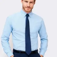 Рубашка мужская с длинным рукавом Boston голубая, размер M