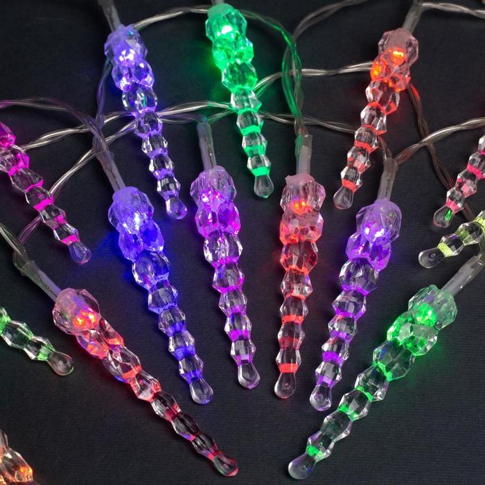 Гирлянда «Нить» 3 м с насадками «Сосульки 7.5 см», IP20, прозрачная нить, 20 LED, батарейки AAх3 (нет в комплекте), свечение мульти Гирлянда «Нить» 3 м с насадками «Сосульки 7.5 см», IP20, прозрачная нить, 20 LED, батарейки AAх3 (нет в комплекте), свечение мульти