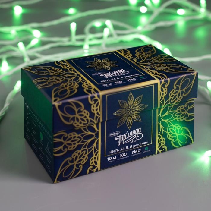 Гирлянда «Нить» 10 м, IP44, УМС, белая нить, 100 LED, свечение зелёное, 8 режимов, 24 В Гирлянда «Нить» 10 м, IP44, УМС, белая нить, 100 LED, свечение зелёное, 8 режимов, 24 В