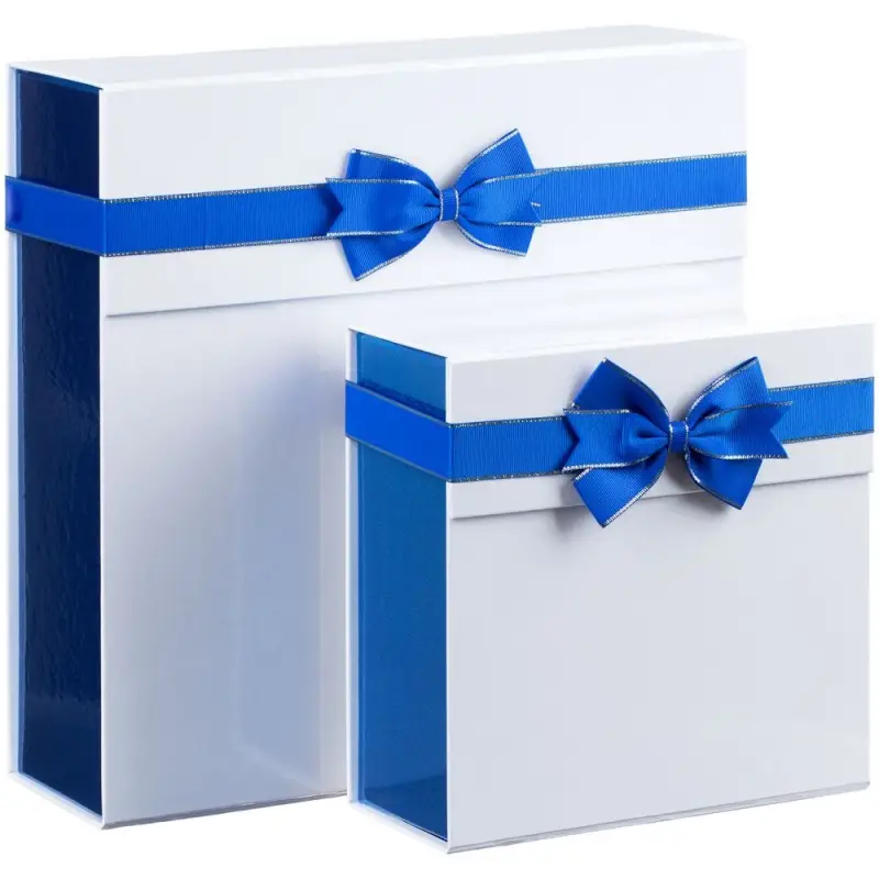 Коробка складная Gallant, L, белая с синим