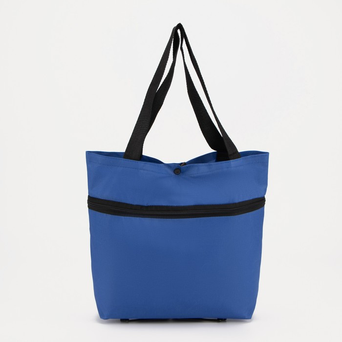 Сумка хозяйственная складная на 2х колёсах, на кнопке, цвет синий Сумка хозяйственная складная на 2х колёсах, на кнопке, цвет синий