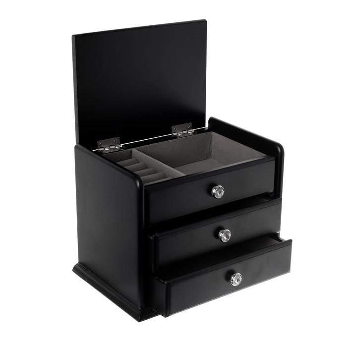 Шкатулка для украшений &laquo;Комод с 2 ящиками&raquo;, дерево, чёрный, 21.5&times;14.5&times;16 см