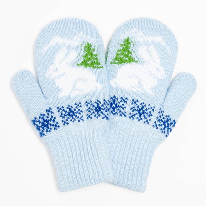 Новый год. Варежки двойные детские, цвет голубой, размер 12 (3-6 лет) Новый год. Варежки двойные детские, цвет голубой, размер 12 (3-6 лет)