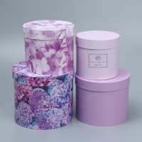 Набор шляпных коробок для цветов 4 в 1, упаковка подарочная, «Лаванда», 14 х 13 см - 20 х 17,5 см Набор шляпных коробок для цветов 4 в 1, упаковка подарочная, «Лаванда», 14 х 13 см - 20 х 17,5 см