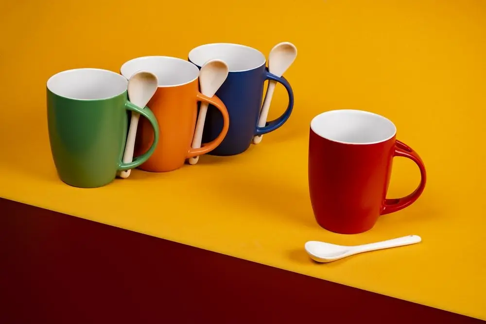 Кружка с ложкой Cheer Up, ver.2, оранжевая Кружка с ложкой Cheer Up, ver.2, оранжевая