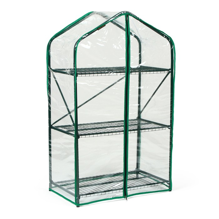 Парник-стеллаж, 3 полки, 110 &times; 65 &times; 40 см, металлический каркас d = 16 мм, чехол плёнка 100 мкм