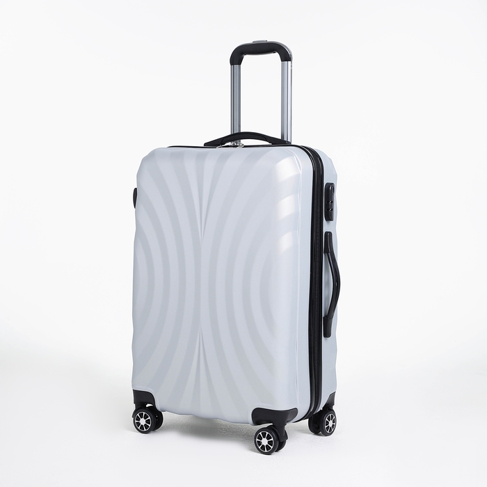 Чемодан средний 60 л (M), &laquo;Фабрика КАРТЕКС&raquo;, отдел на молнии, кодовый замок, 4 колеса, цвет серый