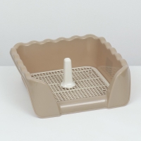 Туалет для собак с высокими бортами и съемной сеткой 43х43х15 см, бежевый Туалет для собак с высокими бортами и съемной сеткой 43х43х15 см, бежевый