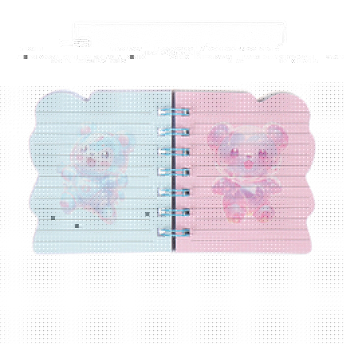 Записная книжка подарочная на гребне 80л,линия, цветной блок,обложка ПВХ 3D Мишка(10х10,5см)   10539