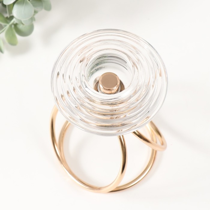 Подсвечник металл, стекло на 1 свечу Подсвечник металл, стекло на 1 свечу "Иллюзия воды" d=3,5 см золото 10х10х17 см