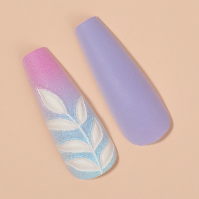 Ногти накладные с кл пластинами 12шт Градиент балерина разноцв к/кор QF