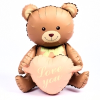 Шар фольгированный 42" «Медвежонок с розовым сердцем», матовый, цвет шоколадный, под воздух Шар фольгированный 42" «Медвежонок с розовым сердцем», матовый, цвет шоколадный, под воздух