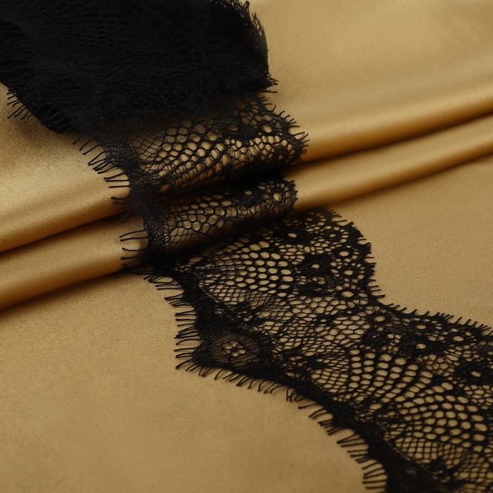 Кружево реснички, 110 мм &times; 9 &plusmn; 0,5 м, в бобине 3 шт по 3 м, цвет чёрный