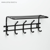 Вешалка настенная с полкой &laquo;Комфорт&raquo;, 5 крючков, 41&times;20&times;10 см, цвет чёрный