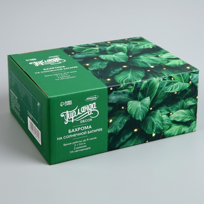 Гирлянда &laquo;Бахрома&raquo; 3 х 0.6 м, IP44, прозрачная нить, 114 LED, свечение мульти, 8 режимов, солнечная батарея