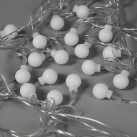 Гирлянда &laquo;Нить&raquo; 5 м с насадками &laquo;Шарики белые&raquo;, IP20, прозрачная нить, 20 LED, свечение мульти (RG/RB), мигание, 220 В