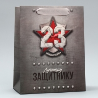 Пакет подарочный ламинированный вертикальный, упаковка, &laquo;Защитнику&raquo;, ML 23 х 27 х 11.5 см