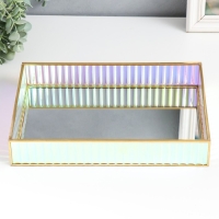 Подставка интерьерная стекло с зеркалом "Прямоугольник. Радужные полосы" 30х20х5 см Подставка интерьерная стекло с зеркалом "Прямоугольник. Радужные полосы" 30х20х5 см