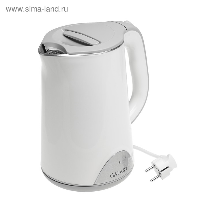 Чайник электрический Galaxy GL 0301, пластик, колба металл, 1.5 л, 2000 Вт, белый Чайник электрический Galaxy GL 0301, пластик, колба металл, 1.5 л, 2000 Вт, белый