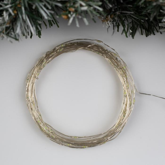 Гирлянда «Нить» 10 м роса, IP20, серебристая нить, 100 LED, свечение зелёное, 12 В Гирлянда «Нить» 10 м роса, IP20, серебристая нить, 100 LED, свечение зелёное, 12 В