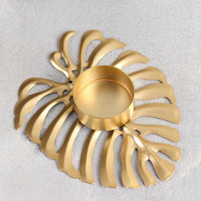 Подсвечник металлический Подсвечник металлический "Кувшинка", на одну свечу, 12.3 х 10 х 2 см, золото