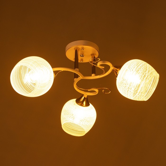 Люстра потолочная Жаклин 3хE27 40Вт Белый, золото