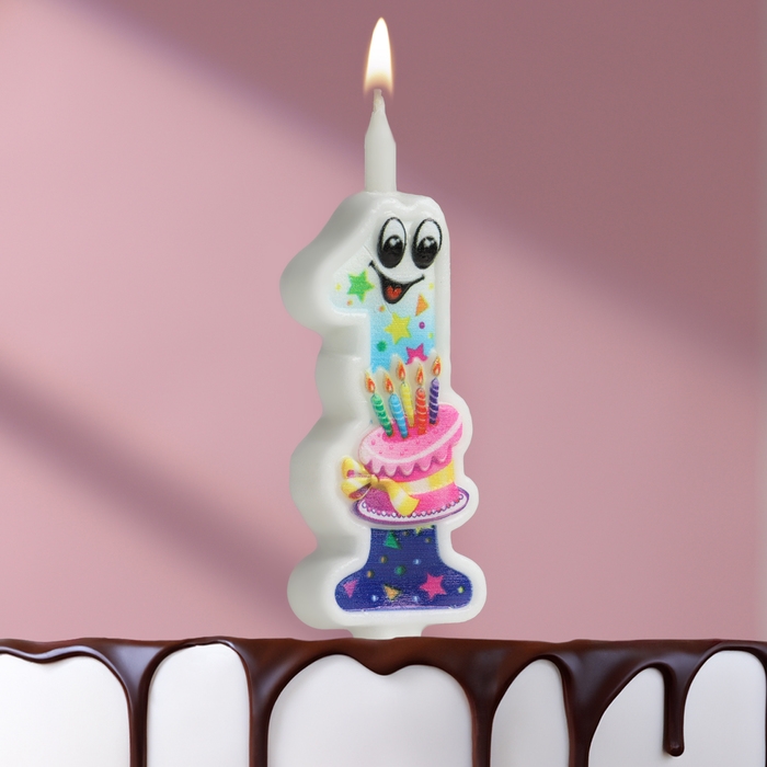 Свеча для торта Свеча для торта "С глазками", 10,2 см, цветная цифра 1