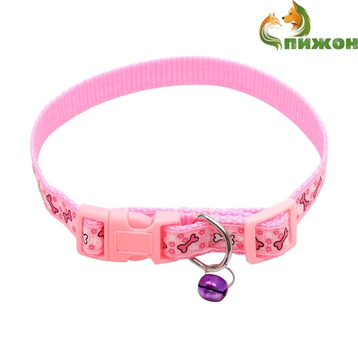 Ошейник нейлоновый Ошейник нейлоновый "Звездные косточки", 36 х 1,5 см, розовый