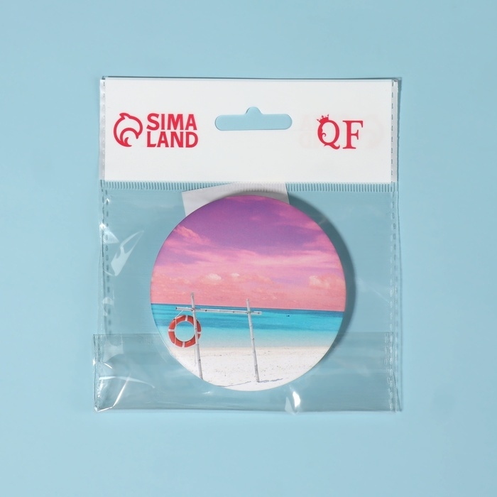 Зеркало складное &laquo;Пляж&raquo;, d = 7,5 см, с увеличением, рисунок МИКС