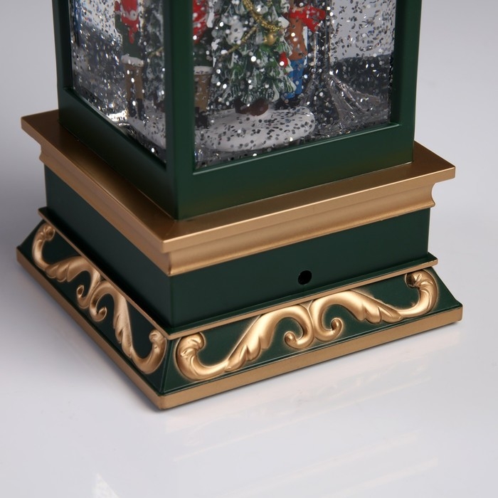 Светодиодная фигура &laquo;Фонарь с ёлкой&raquo; 10.5 &times; 26 &times; 10.5 см, пластик, батарейки ААх3 (не в комплекте), USB, свечение тёплое белое