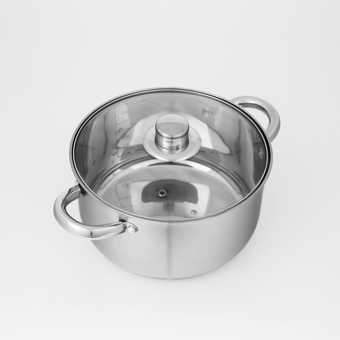 Набор посуды из нержавеющей стали Доляна &laquo;Гретте&raquo;, 3 предмета: сотейник 1,5 л, d=16 см, кастрюли 2 л, 4 л, d=18 см, d=22 см, крышки