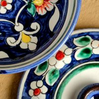 Набор чайный Риштан, 9 предм: чайник 1л., 6 пиал 9,5см, конфетница 23см, сахарница 250м Набор чайный Риштан, 9 предм: чайник 1л., 6 пиал 9,5см, конфетница 23см, сахарница 250м