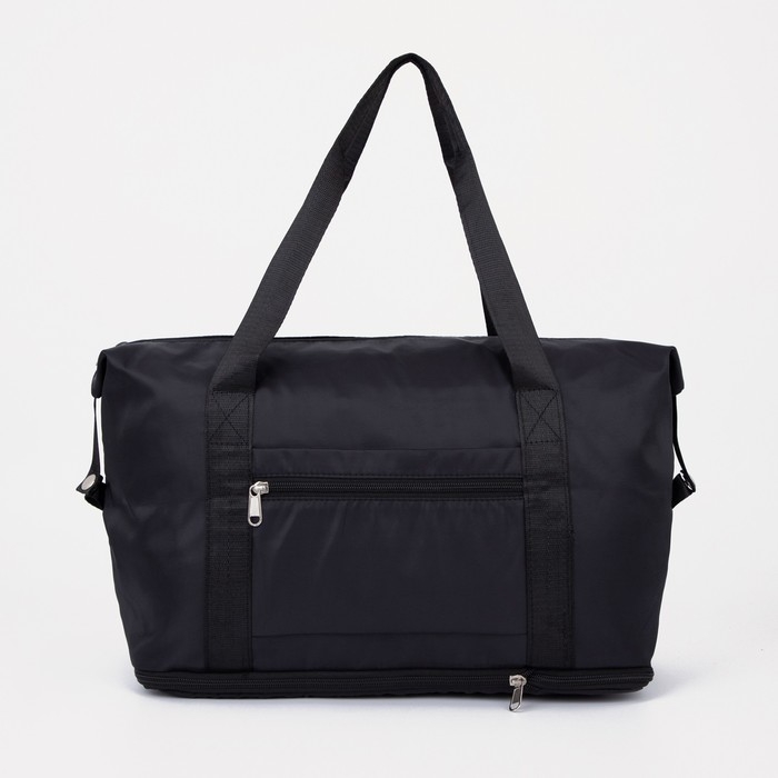 Сумка спортивная на молнии, с увеличением, наружный карман, цвет чёрный Сумка спортивная на молнии, с увеличением, наружный карман, цвет чёрный