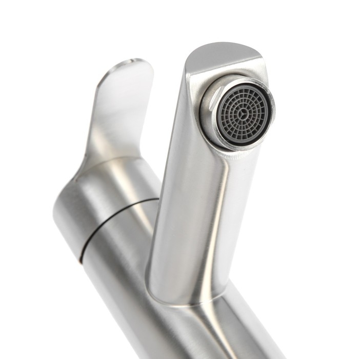 Смеситель для раковины ZEIN ZS 20104, картридж керамика 35 мм, высокий, нерж. сталь, сатин Смеситель для раковины ZEIN ZS 20104, картридж керамика 35 мм, высокий, нерж. сталь, сатин