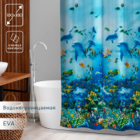 Штора для ванны Доляна &laquo;Морская&raquo;, 180&times;180 см, EVA