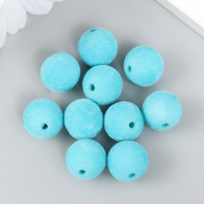 Бусины для творчества бархатное напыление "Голубая вода" набор 10 шт d=1,4 см