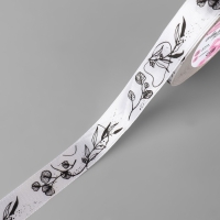 Лента атласная &laquo;Ветви&raquo;, 15 мм &times; 23 &plusmn; 1 м, цвет белый №001