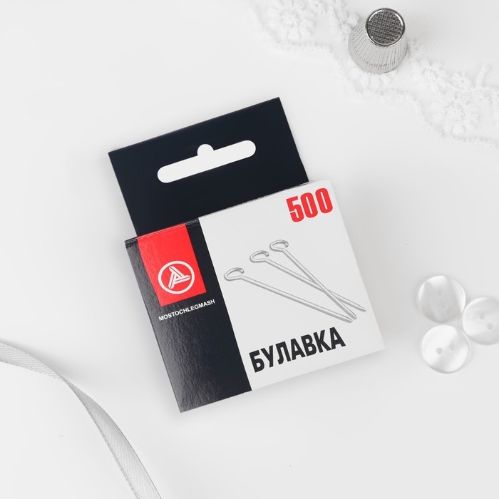 Булавки портновские, 30 мм, 500 шт, цвет серебряный Булавки портновские, 30 мм, 500 шт, цвет серебряный