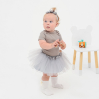 Набор Крошка Я &laquo;Цветочек&raquo; юбка и повязка на голову 3-18 мес, серый