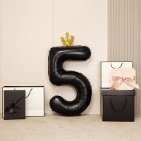 Шар фольгированный 40" &laquo;Цифра 5 с короной&raquo;, цвет чёрный